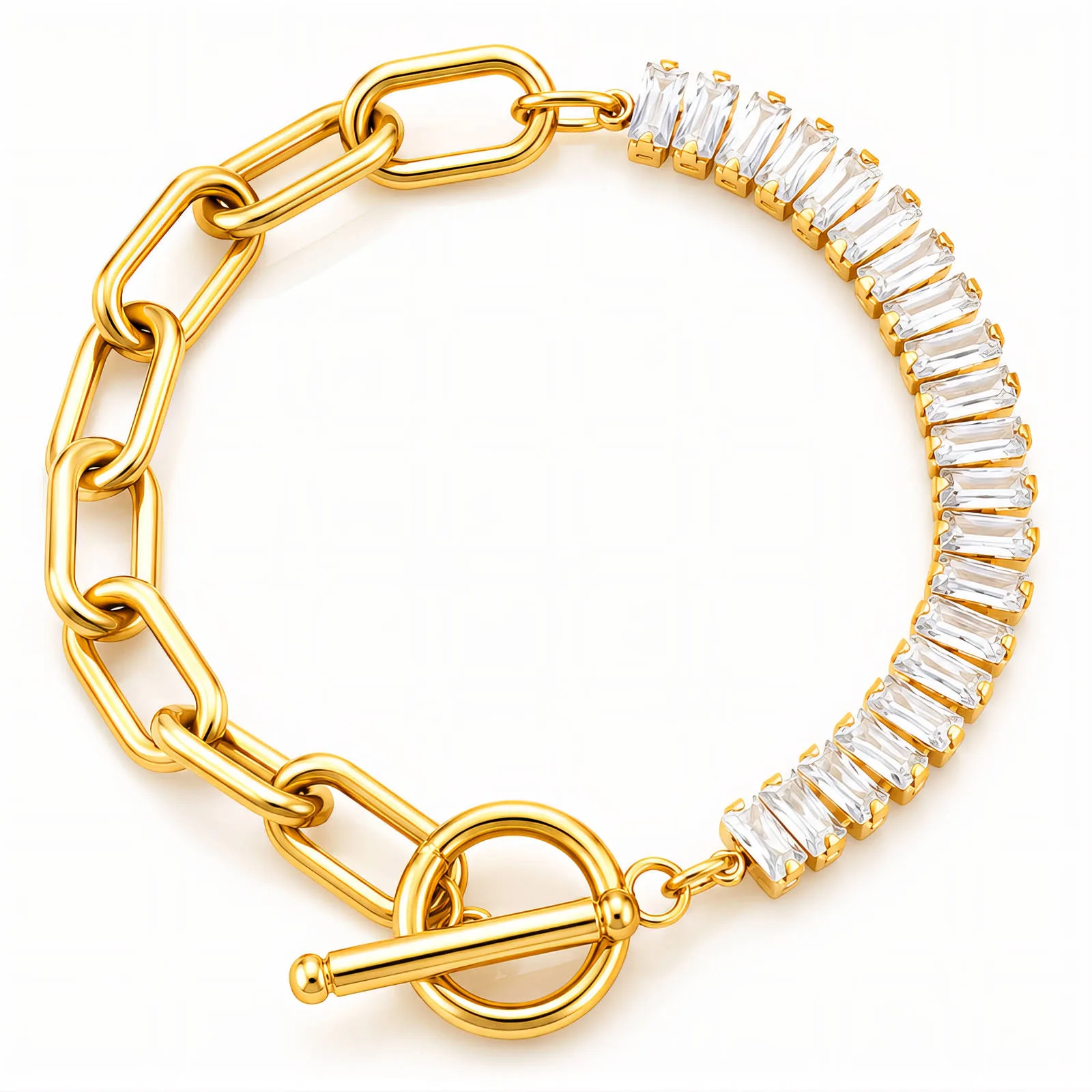 Bratara aurie cu pietre cubic zirconia placata cu aur 18K