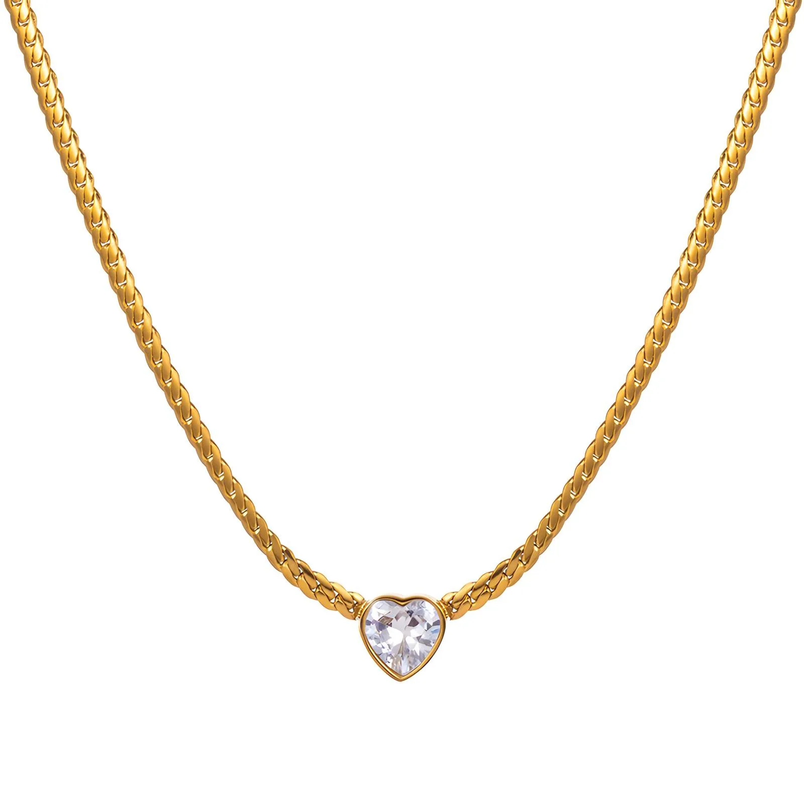 Colier Heart cu piatra zirconia placat cu aur de 18K