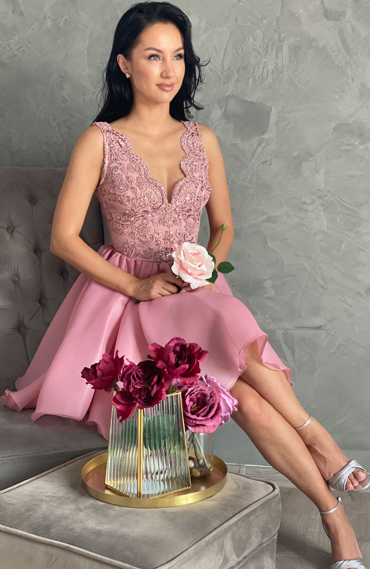 Registration Fertile clean up Rochie eleganta de ocazie roz din dantela si voal pentru petreceri cu stil.  | MyFashionizer