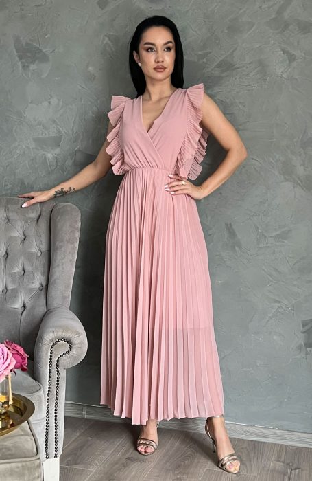 Rochie roz lunga plisata este acea piesa vestimentara care iti pune in evidenta latura feminina si stilata.